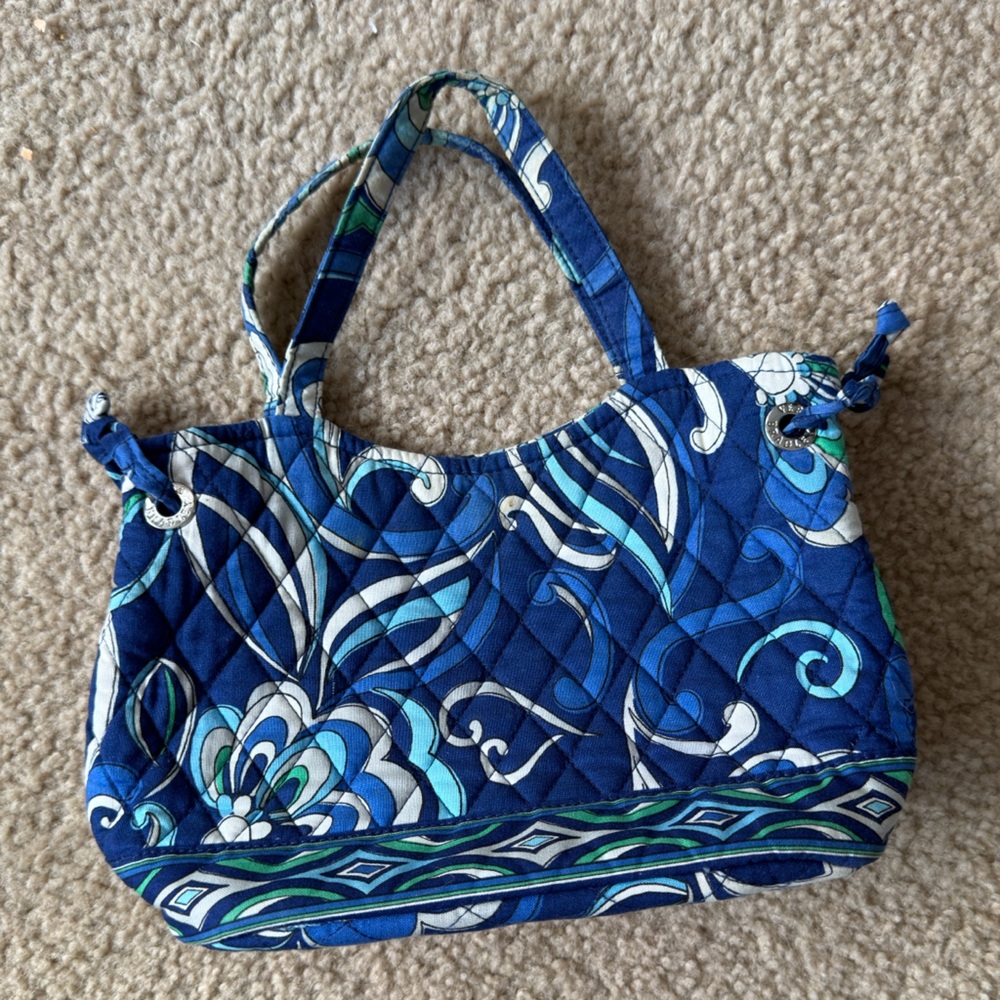 Blue and Green Quilted Handbag